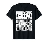 New York City 5 Boroughs Typography T Shirt NYC Graphic Camiseta