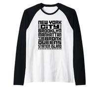 New York City 5 Boroughs Typography T Shirt NYC Graphic Camiseta Manga Raglan