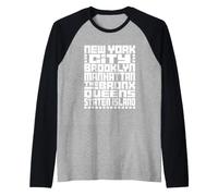 New York City 5 Boroughs Typography T Shirt NYC Graphic Camiseta Manga Raglan