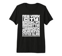New York City 5 Boroughs Typography T Shirt NYC Graphic Camiseta Premium