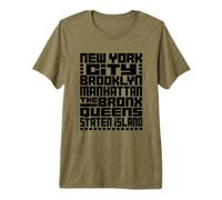 New York City 5 Boroughs Typography T Shirt NYC Graphic Camiseta Premium