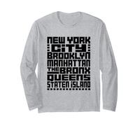 New York City 5 Boroughs Typography T Shirt NYC Graphic Manga Larga