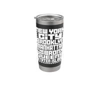 New York City 5 Boroughs Typography T Shirt NYC Graphic Vaso térmico de acero inoxidable de doble pared