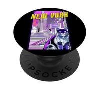New York City Gato Anime Paisaje Urbano New York EE. UU. PopSockets PopGrip Adhesivo