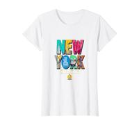 New York City Graphic NYC The City That Never Sleeps Camiseta gráfica económica, Mujer, Blanco, S