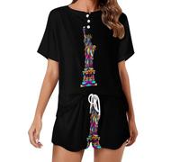 New York City Lady Liberty - Conjunto de pijama de manga corta para mujer, suave, con bolsillos, Estilo:, S