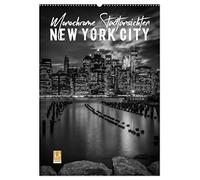 NEW YORK CITY Monochrome Stadtansichten (Wandkalender 2026 DIN A2 hoch), CALVENDO Monatskalender: Großartige urbane Impressionen