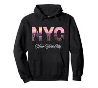 New York City Mujeres Niñas Rosa Luces de Noche de Manhattan Sudadera con Capucha