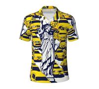 New York City Print - Camisas de golf para hombre, polos deportivos, absorbe la humedad, camiseta hawaiana de manga corta, Negro -, XX-Large
