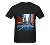 New York City Print - Camiseta básica de manga corta para hombre, clásica esencial, algodón suave para familiares y amigos, Negro, 3XL