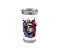 New York City sad statue of liberty Illustration Graphic Vaso térmico de acero inoxidable de doble pared