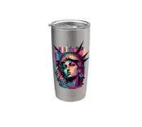 New York City sad statue of liberty Illustration Graphic Vaso térmico de acero inoxidable de doble pared