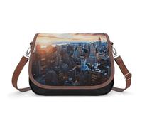 New York City Skyline - Bolso bandolera de piel para mujer, correa de hombro extraíble ajustable, bolsas manos libres