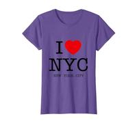 New York City Skyline, NYC 5 Boroughs Graphic Camiseta, Mujer, Morado Jaspeado, L