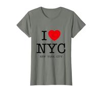 New York City Skyline, NYC 5 Boroughs Graphic Camiseta, Mujer, Verde Militar Jaspeado, XL