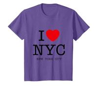 New York City Skyline, NYC 5 Boroughs Graphic Camiseta, Niños, Morado Jaspeado, 2 años