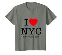 New York City Skyline, NYC 5 Boroughs Graphic Camiseta, Niños, Verde Militar Jaspeado, 3 años