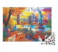 New York City Skyline Puzzle de 1000 Piezas Papel Set de Puzzle 1000 Piezas Parque Otoñal Puzzle para Adultos Relajante Hogar 52x38cm/1000pcs