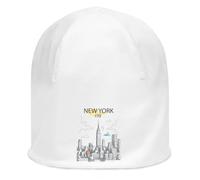 New York City Skyline Sketch Graphic - Gorro unisex de algodón fino, elástico, color blanco