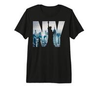 New York City Skyline Statue of Liberty Graphic Camiseta Premium