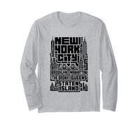 New York City Skyline T Shirt NYC Boroughs Vintage Graphic Manga Larga