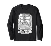 New York City Skyline T Shirt NYC Boroughs Vintage Graphic Manga Larga