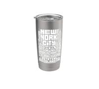 New York City Skyline T Shirt NYC Boroughs Vintage Graphic Vaso térmico de acero inoxidable de doble pared