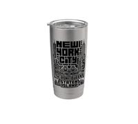 New York City Skyline T Shirt NYC Boroughs Vintage Graphic Vaso térmico de acero inoxidable de doble pared