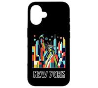 New York City Skylines NYC Statue of Liberty Cubism Art Carcasa para iPhone 16