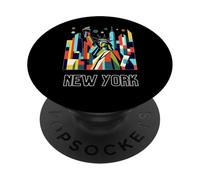 New York City Skylines NYC Statue of Liberty Cubism Art PopSockets PopGrip Adhesivo
