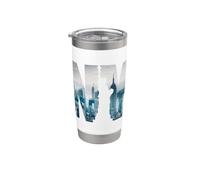 New York City Statue Of Liberty NY Photo Silhouette Vaso térmico de acero inoxidable de doble pared