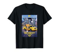 New York City Stories with Teddy Bear Behind a Yellow Taxi Camiseta