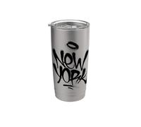 New York City with Graffiti Spray Style Illustration Graphic Vaso térmico de acero inoxidable de doble pared