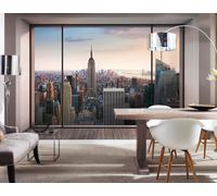 New York Ciudad Horizonte Papel Pintado Mural 368x254cm Ático Ventana Vista Sala