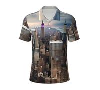 New York Fashion City Print - Camisas de golf para hombre, polos deportivos, absorbe la humedad, camiseta hawaiana de manga corta, Negro -, XX-Large