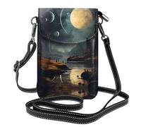 New York Giraffe Street. Esta bolsa cruzada ligera y unisex con solapa libera tus manos y es adecuada para viajes, vacaciones y uso diario., Luna, estrellas y planetas, Talla única