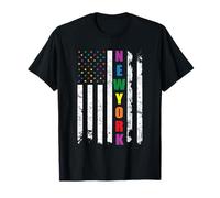 New York LGBTQ Pride Month Rainbow American Flag Gay Camiseta