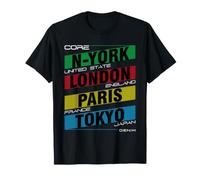 New York London Paris Tokyo City Names Graphic Camiseta