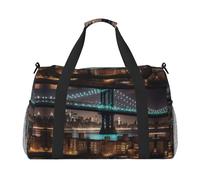 New York Manhattan Bridge - Bolsa de viaje plegable para escapadas de fin de semana, viajes espontáneos, color negro, talla única, Negro, One Size