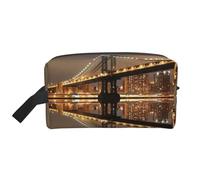 New York Manhattan Bridge - Neceser de viaje con estampado nocturno de gran capacidad, organizador versátil para mujeres y hombres