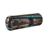 New York Manhattan Bridge Night Print - Estuche cilíndrico elegante para bolígrafos, accesorios de oficina, organizador de artículos de papelería, Gold, One Size, Organizador de bolsas