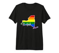 New York Mapa USA Estado Arco Iris Bandera Pride Month Camiseta Premium