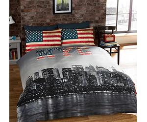 New York NYCXXX Juego de Cama NYC, Mezcla Poliéster y algodón, Azul, Rey, Matrimonio