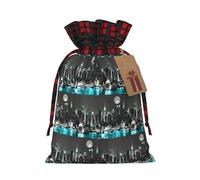 New York Paintings - Bolsa de Navidad con cordón a juego con etiqueta de papel kraft de 4.7 x 6.9 pulgadas para Halloween