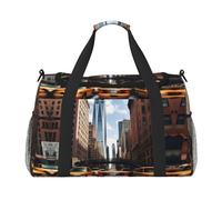New York Print - Bolsa de viaje grande de lona para mujer, bolsa de viaje para fin de semana, Negro -, Talla única