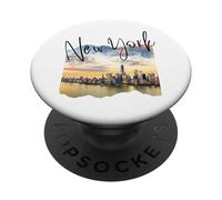New York Skyline Tourist Souvenir Familia Hombres Mujeres Niños Niña PopSockets PopGrip Adhesivo