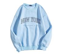 New York - Sudaderas con capucha para mujer, diseño gráfico de letras de moda, cuello redondo, ropa de ajuste holgado, esencial, linda, a la moda, campestre Workou Backwoods, sudaderas de gran tamaño
