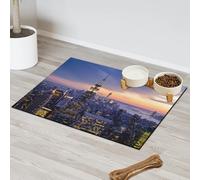 New York Sunset USA - Tapete de alimentación de mascotas para gatos y perros, tapete de comida de Nueva York, tapete absorbente y antideslizante que contiene derrames, protege el suelo, mantel