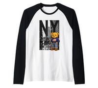 New York Teddy Bear Street Art Design - NY City Urban Bear Camiseta Manga Raglan