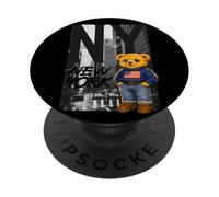 New York Teddy Bear Street Art Design - NY City Urban Bear PopSockets PopGrip Adhesivo
